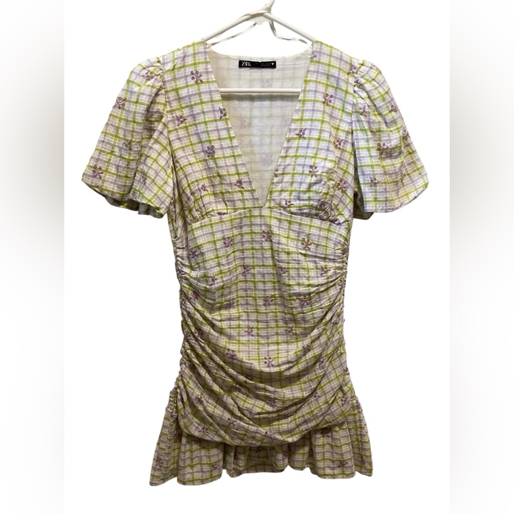 Zara Plaid Mini Dress - Yellow and Purple